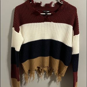 Burgundy/combo sweater